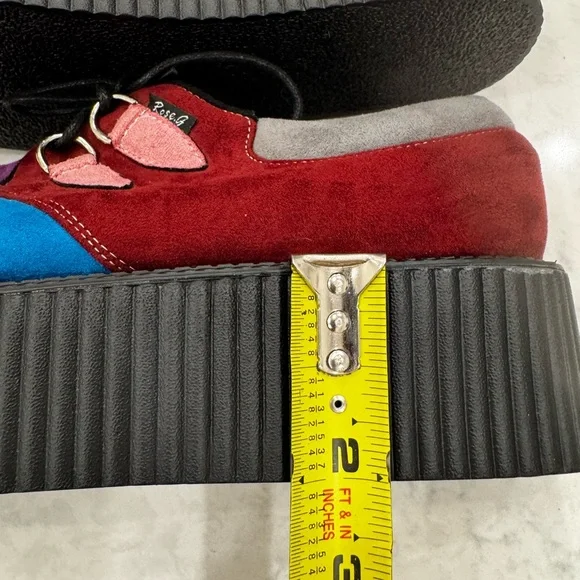 Rose G Platform Creeper Shoes Colorblock Suede Harajuku Y2K Chunky Size 8 - Picture 11 of 11